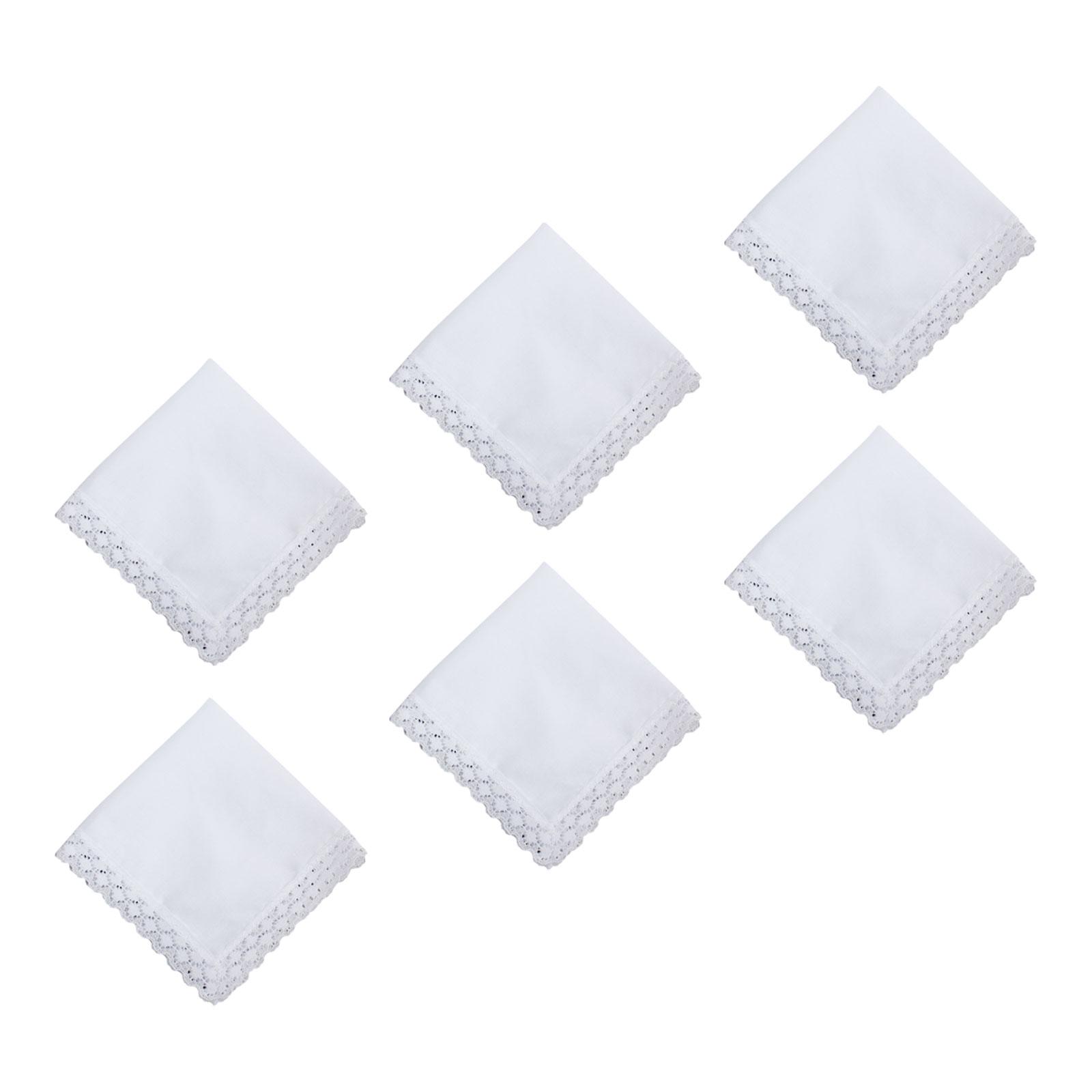 Handkerchief Cotton Men - 6x Pure White Lace Handkerchiefs Wedding