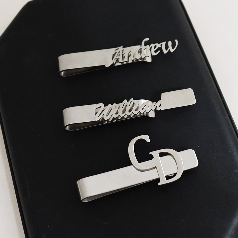 DIY Letter Name Pattern 4.8*0. - огляд і ціна Tie Clip Silver